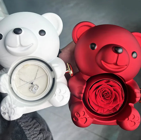 Rotating Bear Rose Jewellery Gift Box